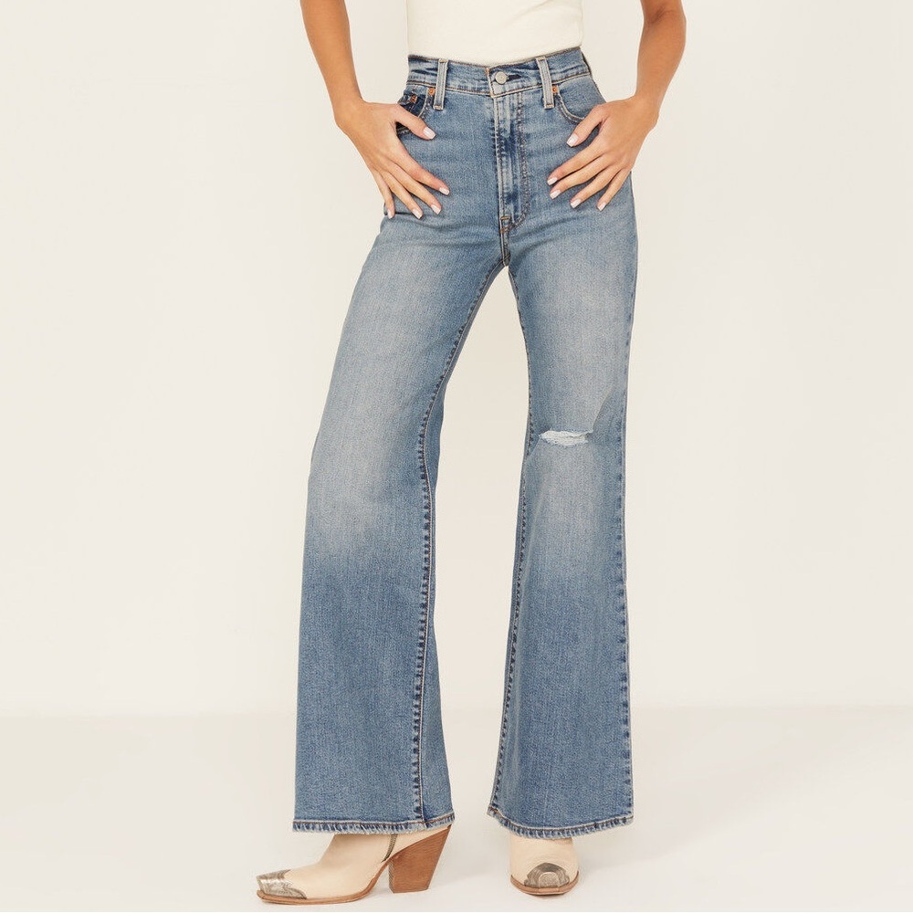 Levi's Mid Wash High-Rise Wide Leg Jeans